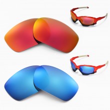 New Walleva Fire Red + Ice Blue Polarized Replacement Lenses for Oakley Jawbone Sunglasses